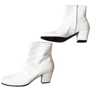 Alexa Chung white patent leather gogo heeled boot
